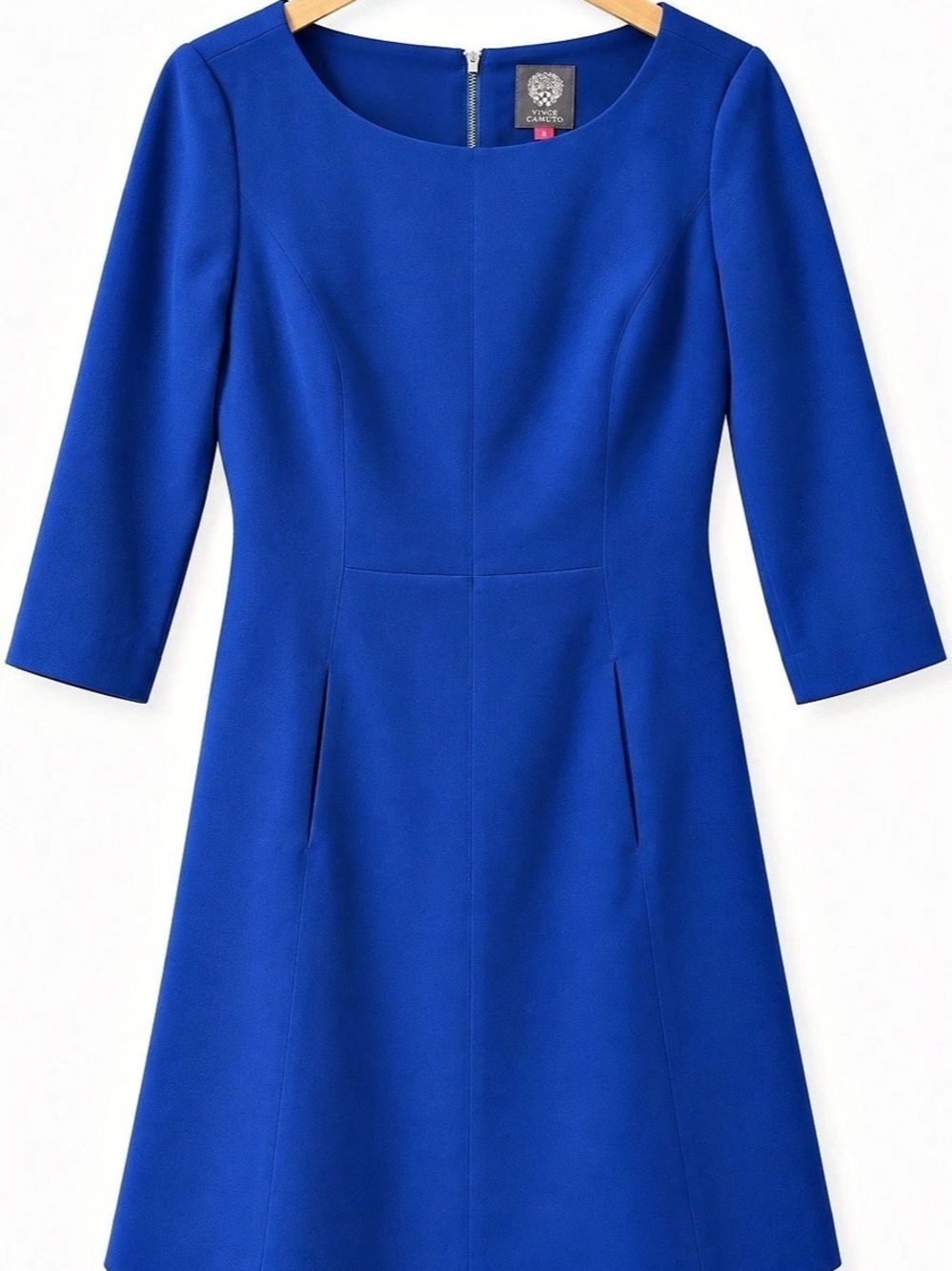Vince Camuto Crepe A-Line Dress Colbalt Blue Dress Size 8